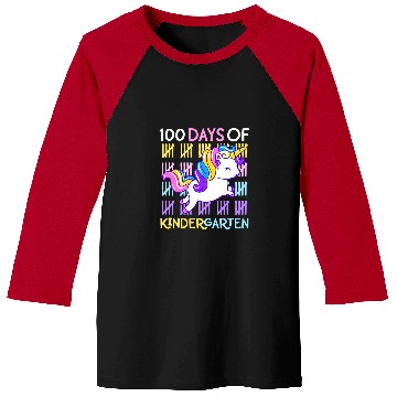 Discover Unicorn Pet 100 Days of Kindergarten Unicorn Teacher Girls Toddler Kids Baseball Tees