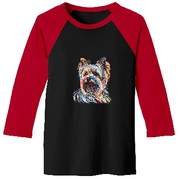 Discover Yorkshire Terrier Color Line Drawing Yorkie Dog Lover Simple Baseball Tees