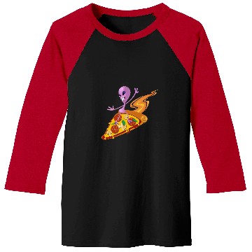 Discover Aliens UFO Pizza Loving Surfing Baseball Tees