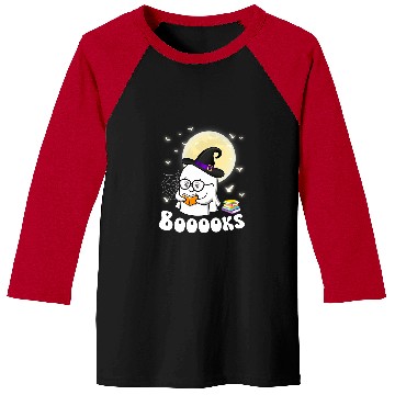 Discover Book Fun cute booooks ghosts halloween teacher book reading Baseball Tees