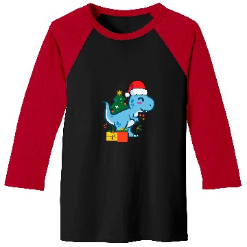 Discover Dinosaur Pet Cute TRex Tyrannosaurus rexs Dinosaur Santa Merry Christmas Baseball Tees