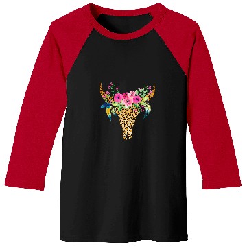 Discover Cow Pet BOHO Cow Bull Skull Leopard Gift For Cattle Lover Baseball Tees