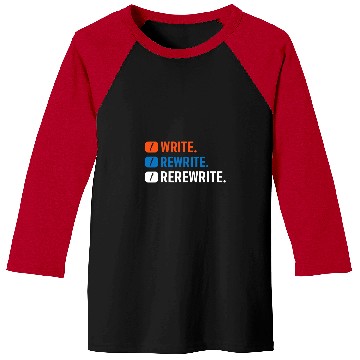 Discover Write Rewrite Rerewrite Book Writing Author Writer 1 Baseball Tees