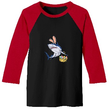 Discover Shark Pet with Easter Basket and Bunny Ears Happy Easter Baseball Tees