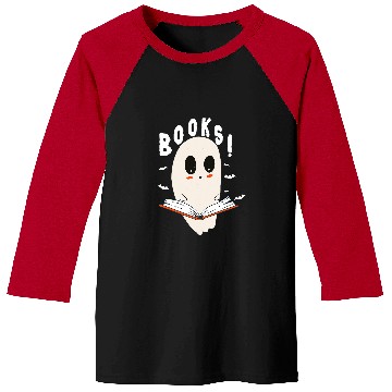 Discover Book Fun cute ghosts book reading halloween teacher top booooks Baseball Tees