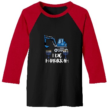 Discover Excavator Fun I Dig Hanukkah Excavator Construction Machine Lover Baseball Tees