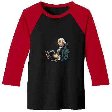 Discover Book Fun Benjamin Franklin Reading A Book 1 Baseball Tees