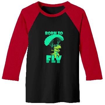 Discover Dinosaur Pet Skydiving Gift Paragliding TRex Flying Gliding Baseball Tees