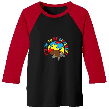 Discover Autism Puzzle Platypus Gift Autistic Its OK To Be Different Baseball Tees