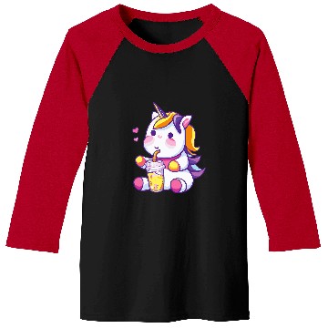 Discover Unicorn Pet Drinking Boba Tea Bubble Tea Cute Baseball Tees