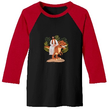 Discover Dinosaur Pet Funny Jesus sitting on Trex Cool Baseball Tees
