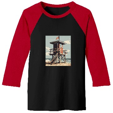 Discover vintages Lifeguard Tower 2Beach Graphic Baseball Tees