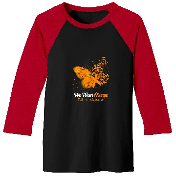 Discover Multiple Sclerosis Ribbon We Wear Orange Multiple Sclerosis Awareness Butterfly Baseball Tees