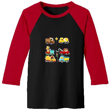 Discover Excavator Fun boy vehicles construction site children Baseball Tees