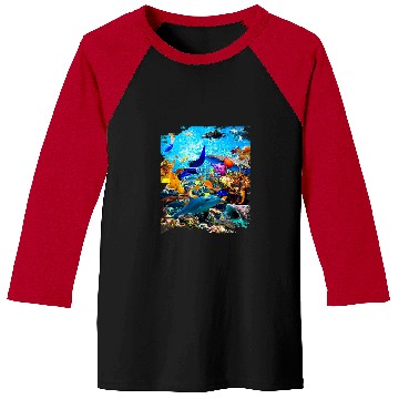 Discover Dolphin Pet Ocean Dolphin Shark Turtle Coral Sea Fish Orca Whale Reef Baseball Tees
