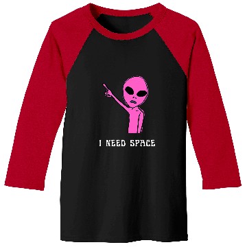 Discover Aliens UFO Cute Pink and Black Funny Meme I Need Space Baseball Tees