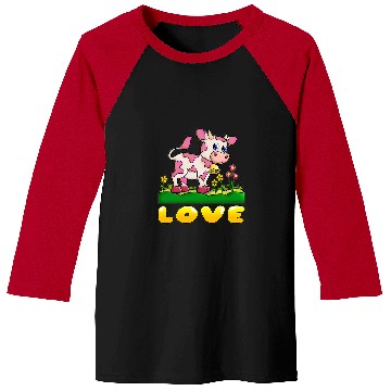 Discover Cow Pet Strawberry Cow Design Baseball Tees