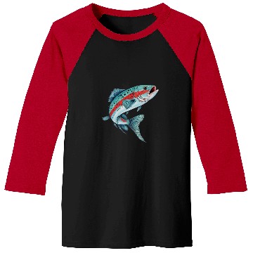 Discover Fishing Fun Rainbow Trout Fishing Retro Baseball Tees