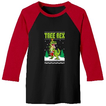 Discover Dinosaur Pet Tree rexs TRex Funny Tyrannosaurus rexs Christmas Tree Lights Baseball Tees