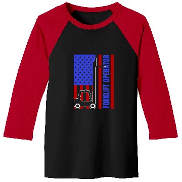 Discover Forklift Fun Driver Certified Operator American Flag Patriotic Baseball Tees