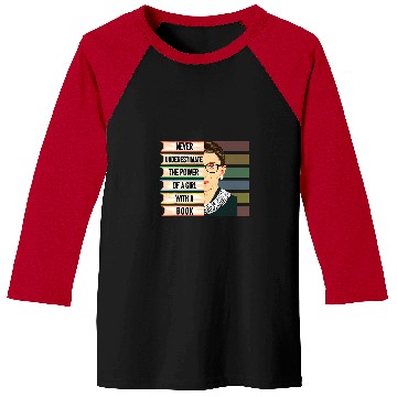 Discover Book Fun Feminist Ruth Bader Ginsburg RBG Quote Girl With Book Women 8 Baseball Tees