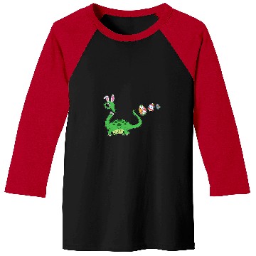 Discover Dinosaur Pet Bunny Ears Easter Egg Hunting Brontosaurus Spring Baseball Tees