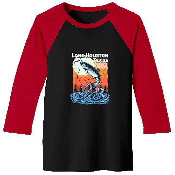 Discover Fishing Fun Summer Retro Sunset Texas Houston Lake5 Baseball Tees