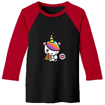Discover Unicorn Pet with Pizza Pizza Baseball Tees