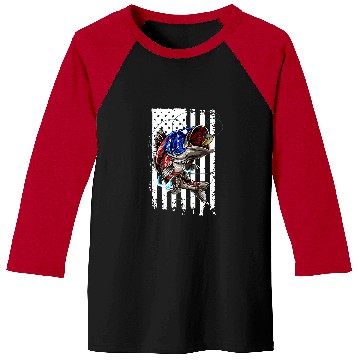 Discover Fishing Fun Bass Fish American Flag 75 Baseball Tees