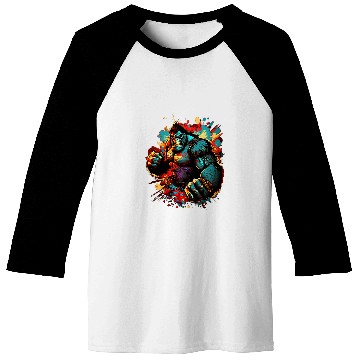 Discover Gorilla Boxer Splash Graffiti Graphic Baseball Tees