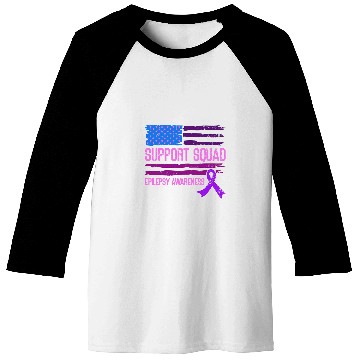 Discover Support Squad Purple ribbon for epilepsy awareness month Baseball Tees
