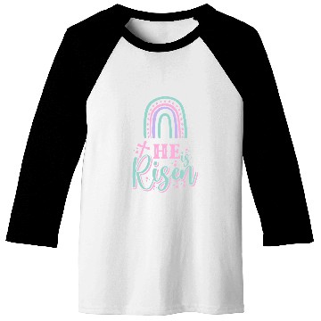 Discover Christian Jesus Easter Day He is Risen Rainbow Baseball Tees