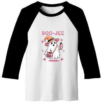 Discover Coffee Fun Boo Jee ghosts Drinking Coffee Spooky Pink Funny Halloween Baseball Tees