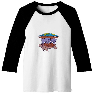 Discover Turtle Pet Flat Earth Turtle Funny Space Conspiracy Theory Baseball Tees