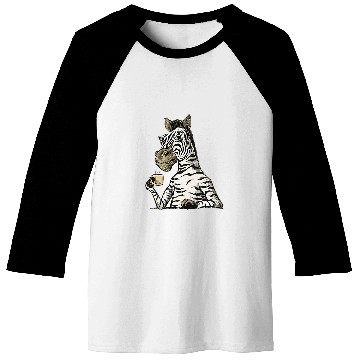 Discover Coffee Fun bored zebra drinking coffee Baseball Tees