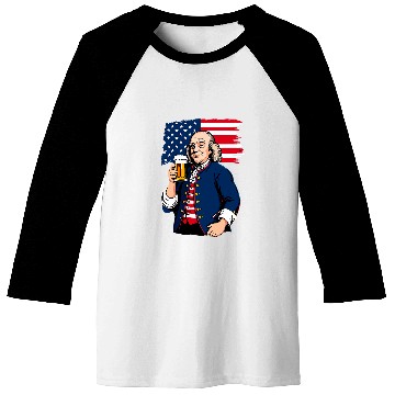 Discover Beer Fun Boozing Benjamin Franklin With Beer Mug 4th July Funny Baseball Tees