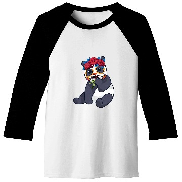 Discover Panda Pet Mexican Panda with Flowers Bamboo Baseball Tees