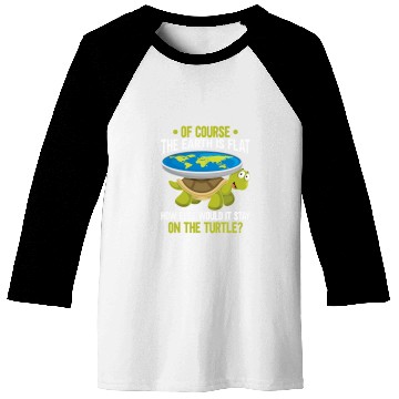 Discover Turtle Pet Funny Flat Earth Society Turtle Humor Baseball Tees