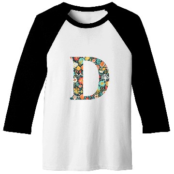 Discover initial monogram floral letter D colorful Garden flowers Baseball Tees