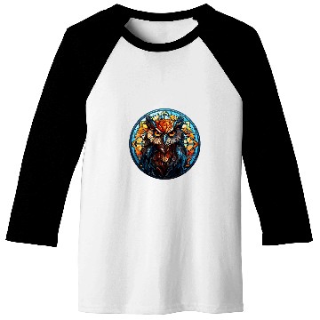 Discover Owl Pet Aesthetic Stained Glass Owl 1 Baseball Tees
