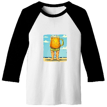 Discover Beer Fun walking Beer in Swim Trunks Costume Baseball Tees
