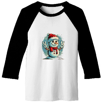 Discover Snowman Harmony Peaceful Winter Emblem Baseball Tees