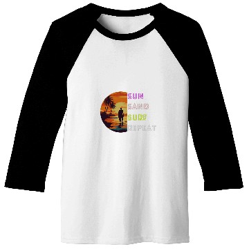 Discover Sun Sand Surf Repeat Cool Summer Baseball Tees