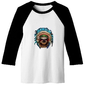 Discover Sloth Pet Giant Sloth wearing Native American Indian Warrior Headdress Baseball Tees