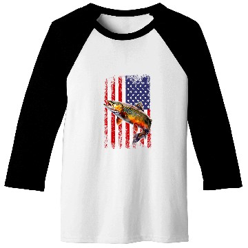 Discover Speckled Brook trout American flag Fishing Baseball Tees