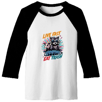 Discover Raccoon Pet Live Fast Eat Trash Panda Colorful 2 Baseball Tees