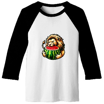 Discover Lion Pet Eating Watermelon Baseball Tees