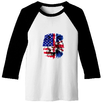 Discover Lion Pet British American Flag Lion Britain Union Jack USA Flag Baseball Tees