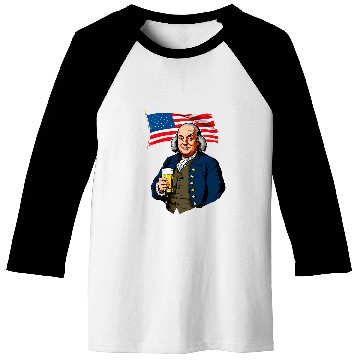 Discover Beer Fun Benjamin Franklin With Beer Mug American Flag 8 Baseball Tees