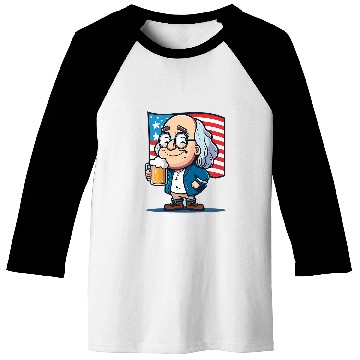 Discover Beer Fun Ben Beer 4th of July Benjamin Franklin USA Merica Baseball Tees